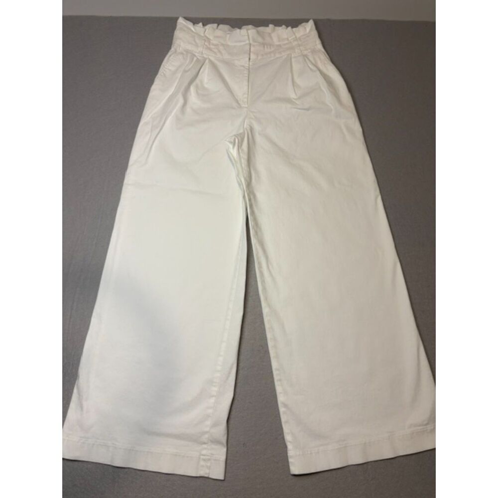 Express Stylist ultra Hi Rise Wide Leg Paperbag Womens Pants 12R White No Belt